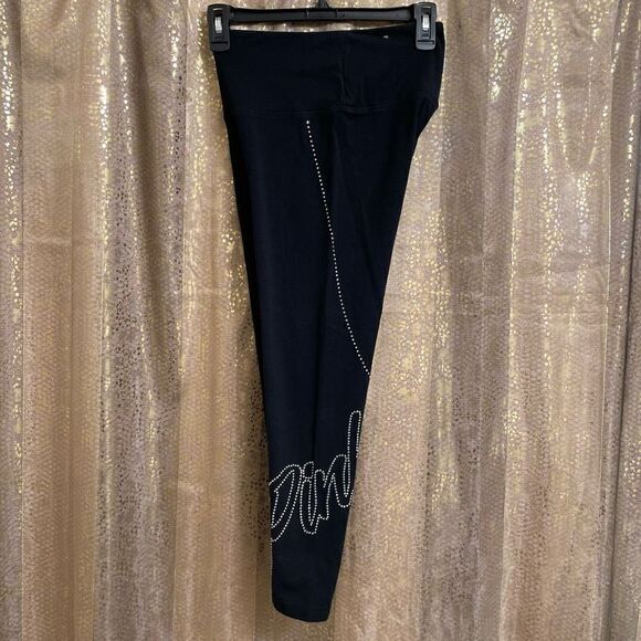 PINK Victorias Secret Black Iridescent Rhinestone High Waist Leggings, Small - Picture 1 of 6
